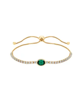 Jon Richard Gold Plated Cubic Zirconia Green Stone Toggle Bracelet