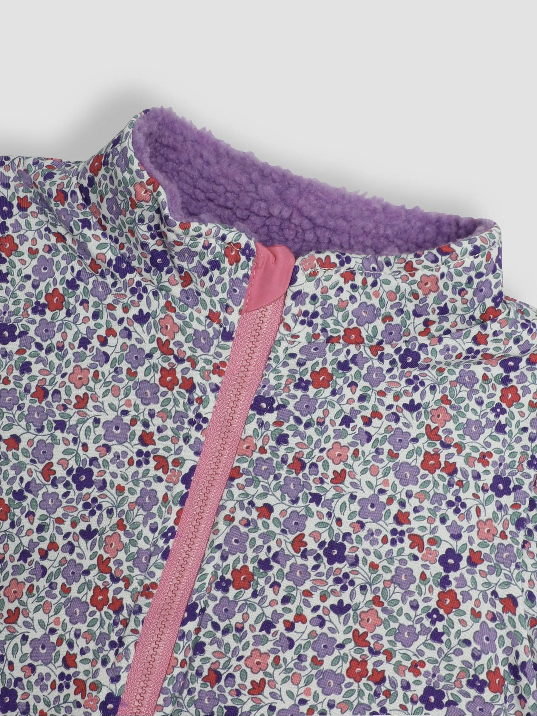 Lilac Purple Dino Reversible Hooded Teddy Fleece