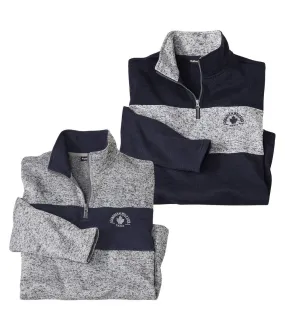 Pack of 2 Men's Zip-Neck Jumpers