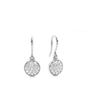 Pave Setting Round Diamond Cluster Earrings